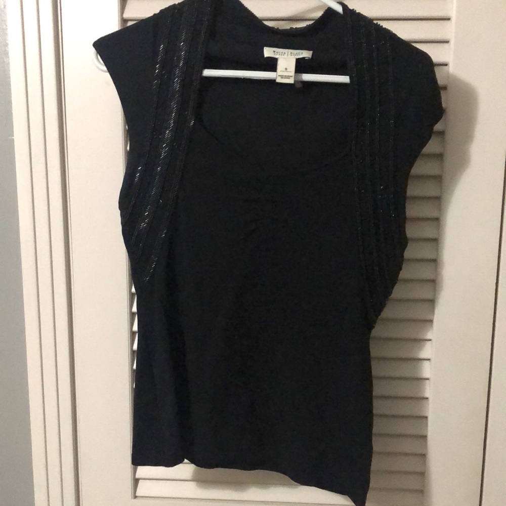 White House black market beaded short sleeve sweater